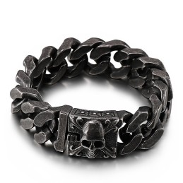 Kubanisches Titan-Kettenarmband Herren-Titan-Totenkopf-Armband