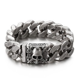 Kubanisches Titan-Kettenarmband Herren-Titan-Totenkopf-Armband