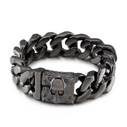 Kubanisches Titan-Kettenarmband Herren-Titan-Totenkopf-Armband
