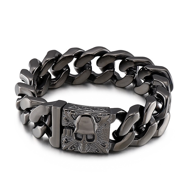 Kubanisches Titan-Kettenarmband Herren-Titan-Totenkopf-Armband Kubanisches Titan-Kettenarmband Herren-Titan-Totenkopf-Armband