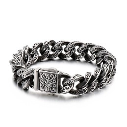 Herren-Titanarmband Mit Vintage-Schlaufen Und Floralen Totenköpfen