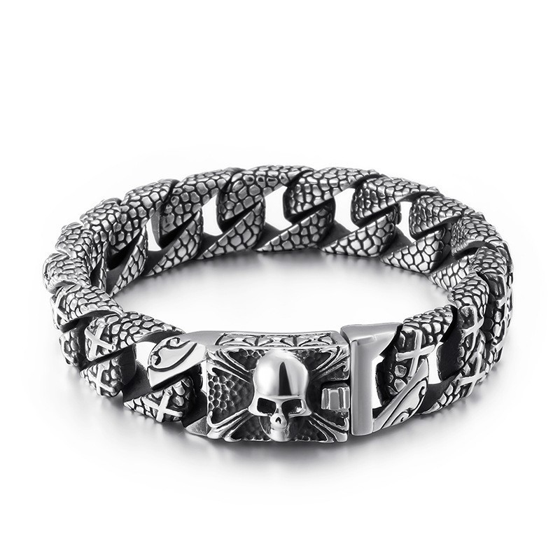 Schickes Titan-Kreuzarmband Herren-Titan-Totenkopfarmband Schickes Titan-Kreuzarmband Herren-Titan-Totenkopfarmband