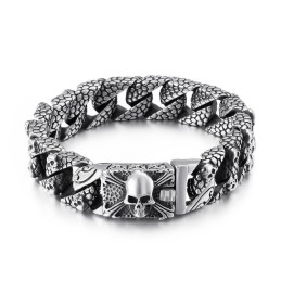 Schickes Titan-Kreuzarmband Herren-Titan-Totenkopfarmband