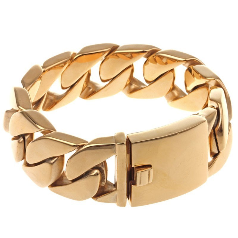 Titan Herren Kuba Dickes Armband Hip Hop Trendy Herren Galvanisiertes 18K Gold Titan Armband Titan Herren Kuba Dickes Armband Hip Hop Trendy Herren Galvanisiertes 18K Gold Titan Armband