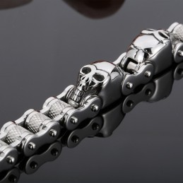 Cooles Totenkopf-Fahrradketten-Titanarmband Für Männer