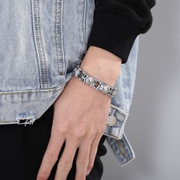 Cooles Totenkopf-Fahrradketten-Titanarmband Für Männer