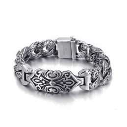 Herren-Titanarmband Mit Vintage-Muster Und Kreuz