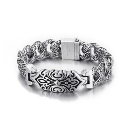 Herren-Titanarmband Mit Vintage-Muster Und Kreuz
