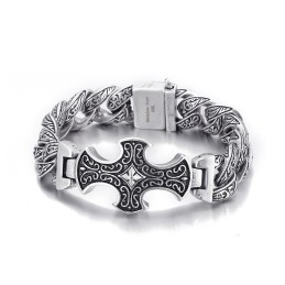 Vintage Floral Cross Herren Titan Armband