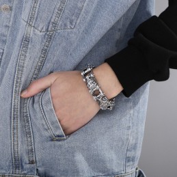 Neuer Schmuck Der Tierserie, Übertriebener Cooler Löwenkopf Aus Titan Für Herren-Biker