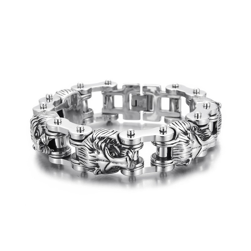 Neuer Schmuck Der Tierserie, Übertriebener Cooler Löwenkopf Aus Titan Für Herren-Biker Neuer Schmuck Der Tierserie, Übertriebener Cooler Löwenkopf Aus Titan Für Herren-Biker