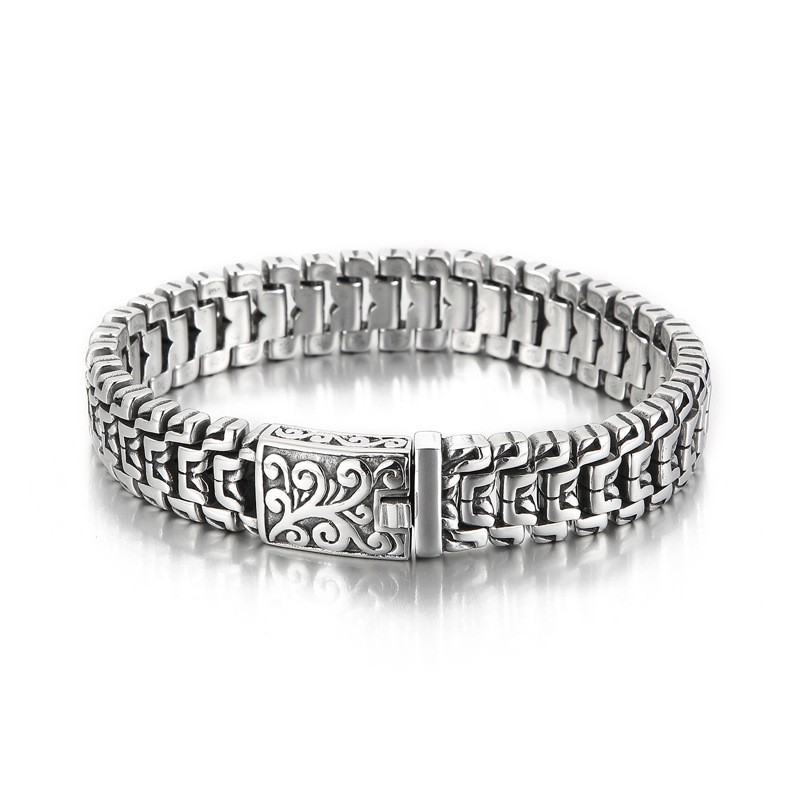 Beliebtes Cooles Hip-Hop-Blumenarmband Aus Titan Für Herren Beliebtes Cooles Hip-Hop-Blumenarmband Aus Titan Für Herren