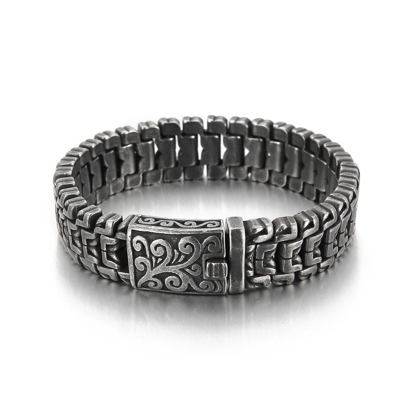 Beliebtes Cooles Hip-Hop-Blumenarmband Aus Titan Für Herren Beliebtes Cooles Hip-Hop-Blumenarmband Aus Titan Für Herren