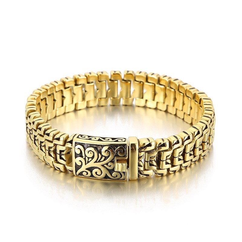 Beliebtes Cooles Hip-Hop-Blumen-Herren-Titanarmband Beliebtes Cooles Hip-Hop-Blumen-Herren-Titanarmband