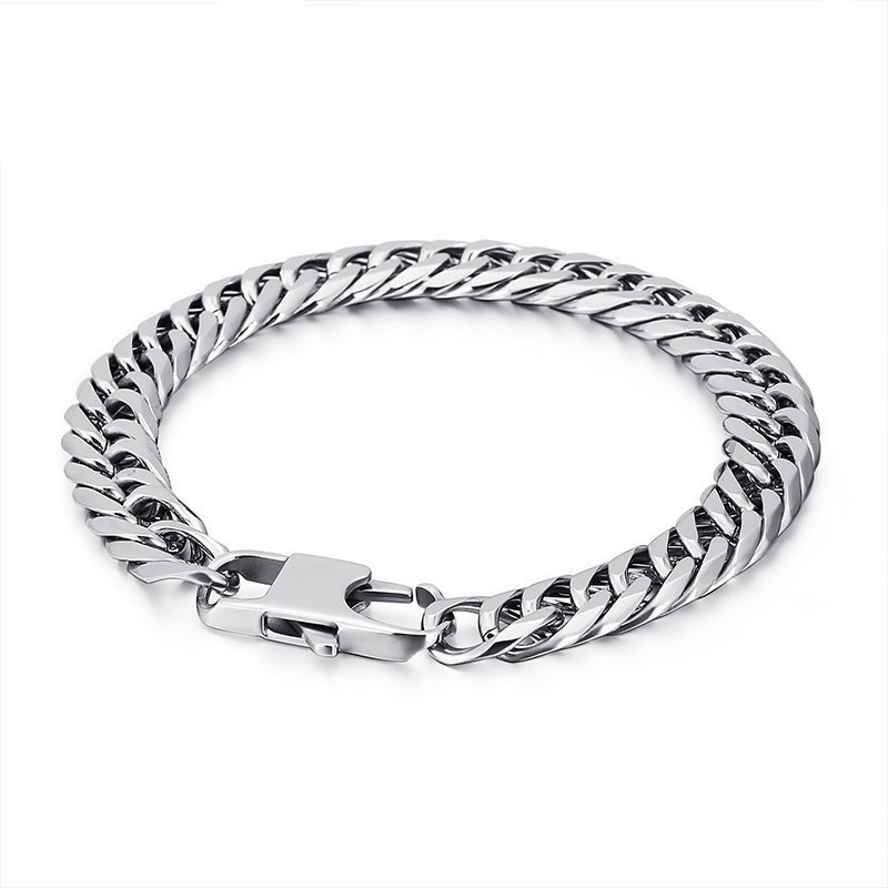 Tide Accessories Fashion Herren-Armband Aus Titan Mit Wirbelkette Und Quadratischer Schnalle Tide Accessories Fashion Herren-Armband Aus Titan Mit Wirbelkette Und Quadratischer Schnalle