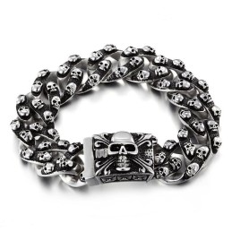 Cooles Retro-Totenkopf-Armband Aus Titan Für Herren, Rock-Chic, Geisterkopf-Armband, Tide-Accessoires Für Herren