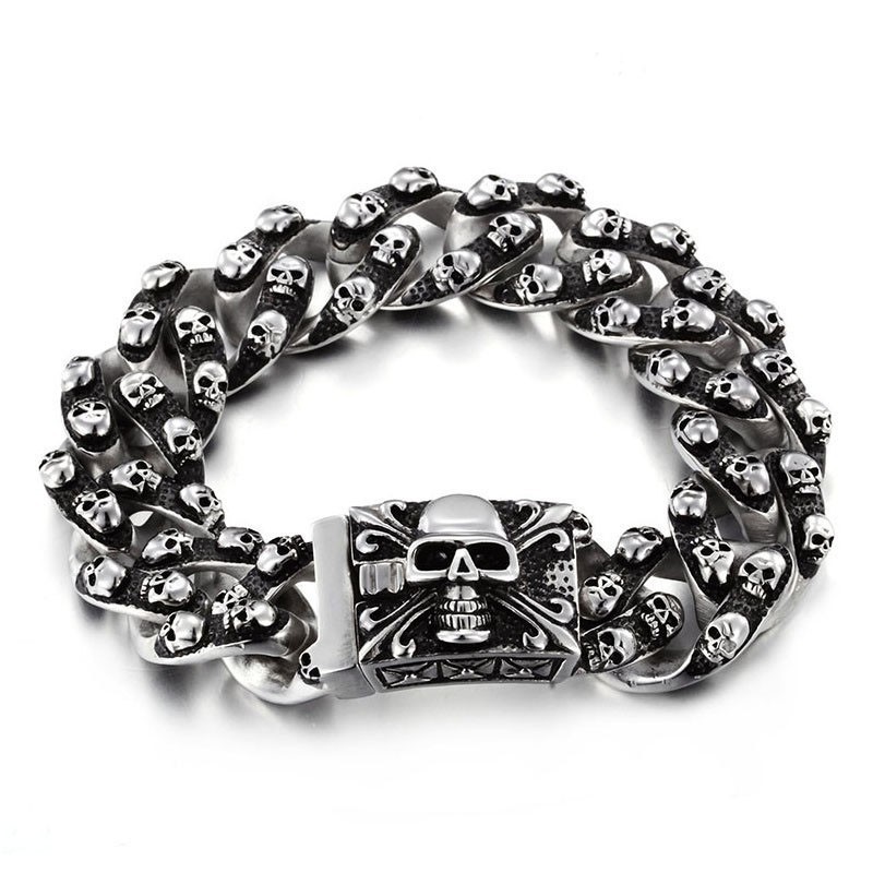 Cooles Retro-Totenkopf-Armband Aus Titan Für Herren, Rock-Chic, Geisterkopf-Armband, Tide-Accessoires Für Herren Cooles Retro-Totenkopf-Armband Aus Titan Für Herren, Rock-Chic, Geisterkopf-Armband, Tide-Accessoires Für Herren