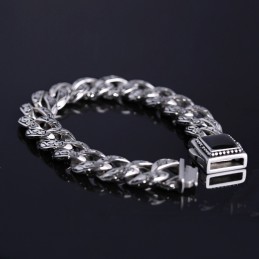 Rosette Vintage Herrenarmband Titanarmband Mit Schwarzen Edelsteinen