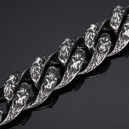 Vintage Cooles Löwenkopf Titan Armband Für Männer