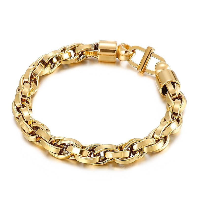 Ovales Twist-Kettenarmband Aus Titan Mit Tages-Charakterverschluss Für Herren Ovales Twist-Kettenarmband Aus Titan Mit Tages-Charakterverschluss Für Herren
