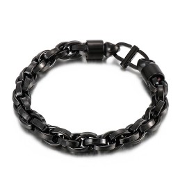 Herren-Armband Aus Titan Mit Ovaler Kette Und Buchstabenverschluss