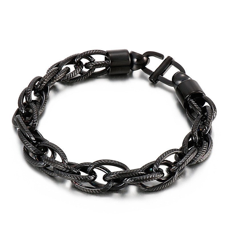 Ovale Twist-Halskette Für Herren Mit Sunburst-Verschluss Aus Titan Ovale Twist-Halskette Für Herren Mit Sunburst-Verschluss Aus Titan