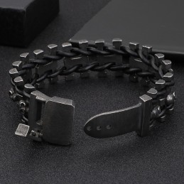 Retro Farbe Dicken Schädel Leder Seil Armband Titan Herren Biker Armband