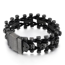 Retro Farbe Dicken Schädel Leder Seil Armband Titan Herren Biker Armband