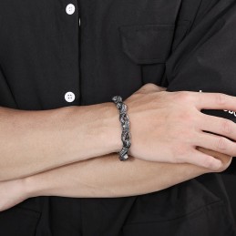 Beliebtes Retro-Neuangebot Schwarzes Handziehmuster Titan Herrenarmband