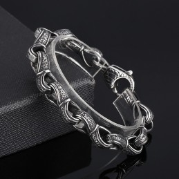 Beliebtes Retro-Neuangebot Schwarzes Handziehmuster Titan Herrenarmband