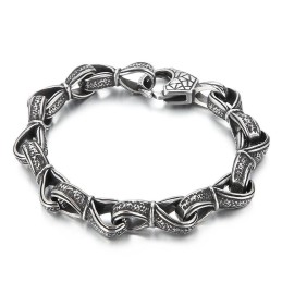 Beliebtes Retro-Neuangebot Schwarzes Handziehmuster Titan Herrenarmband