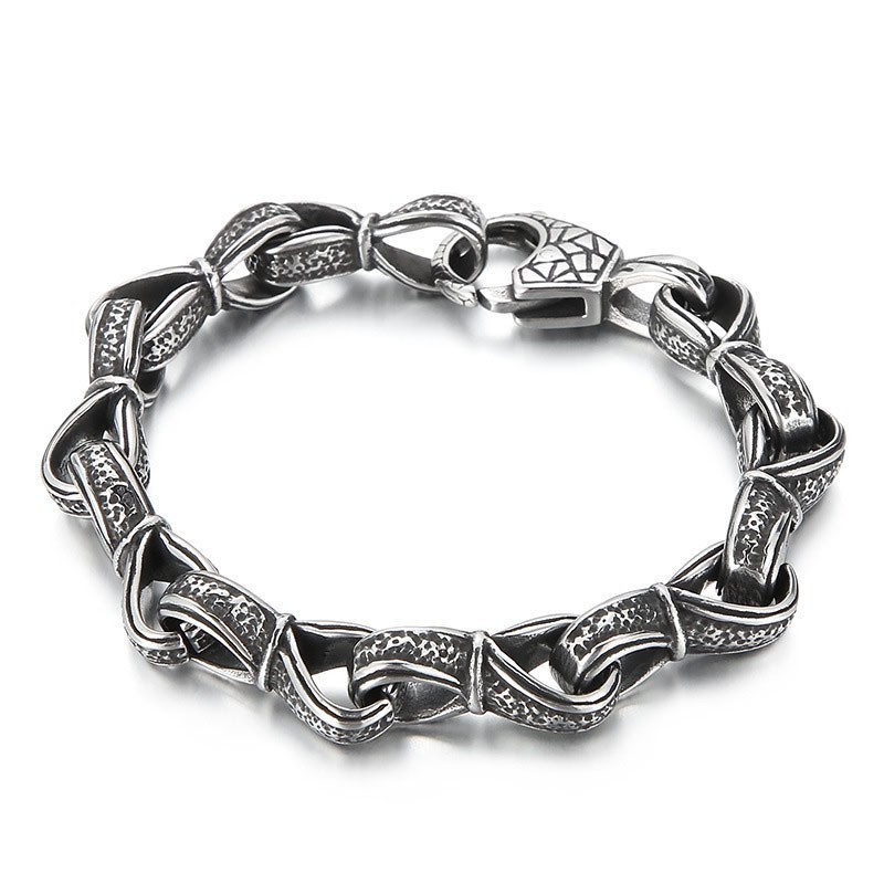 Beliebtes Retro-Neuangebot Schwarzes Handziehmuster Titan Herrenarmband Beliebtes Retro-Neuangebot Schwarzes Handziehmuster Titan Herrenarmband