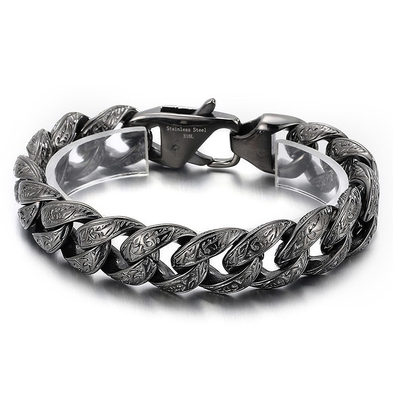 Vintage Cool Gunmetal Plated Muster Titan Armband Für Männer Vintage Cool Gunmetal Plated Muster Titan Armband Für Männer