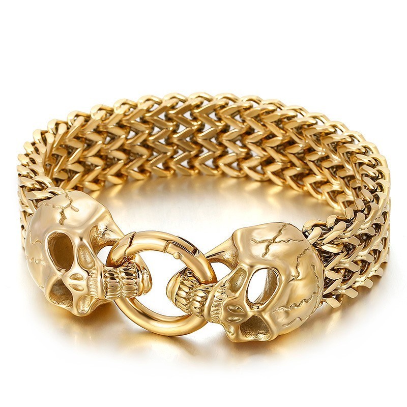 Schickes Hipster-Armband Aus Titan Mit Totenkopfmotiv Schickes Hipster-Armband Aus Titan Mit Totenkopfmotiv