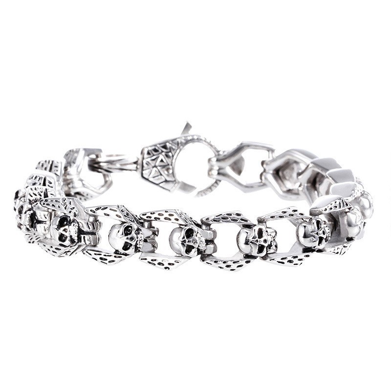 Mode Retro Wind Titan Schädel Schmuck Hip Hop Rock Herren Armband Mode Retro Wind Titan Schädel Schmuck Hip Hop Rock Herren Armband
