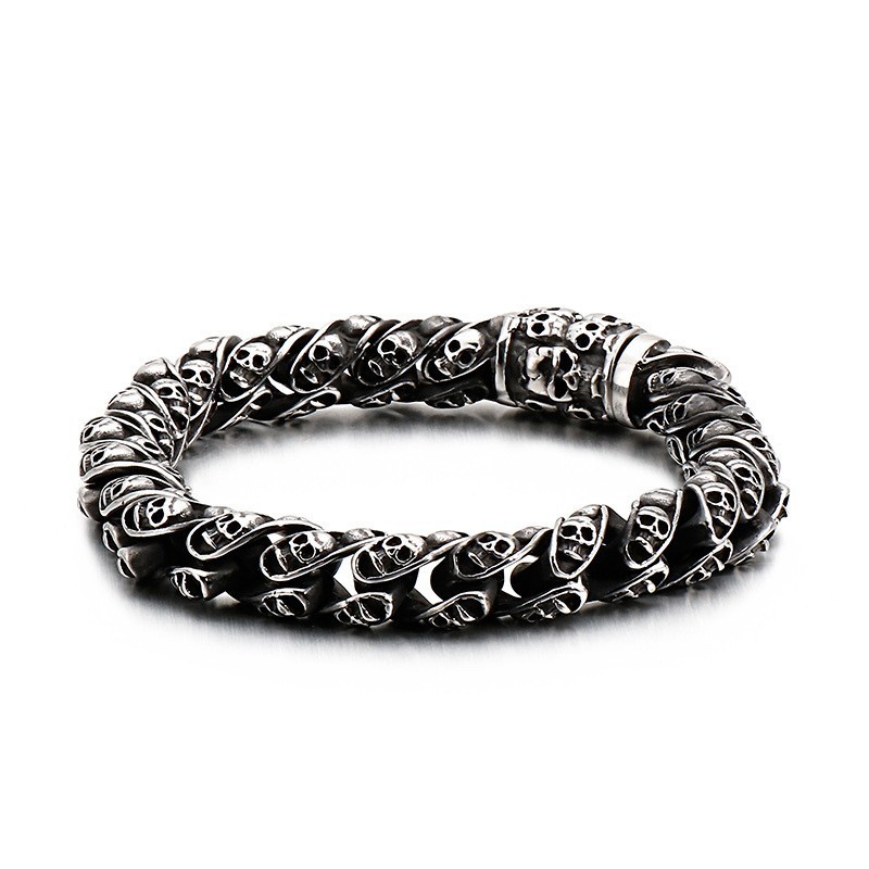 Titan Totenkopf Armband Schickes Biker Geister Armband Titan Schmuck Titan Totenkopf Armband Schickes Biker Geister Armband Titan Schmuck