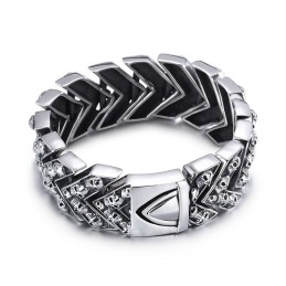 Titanarmband Mit Großem Totenkopf, Modisch Und Schick