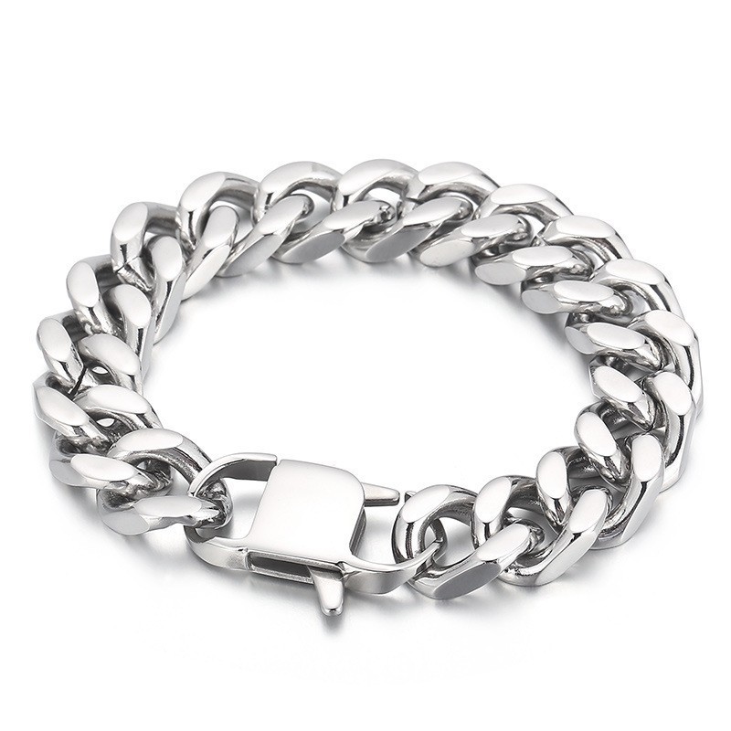 Cooles Vierseitig Geschliffenes Cuba Chain Herren-Titanarmband Cooles Vierseitig Geschliffenes Cuba Chain Herren-Titanarmband