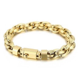 Mode Vakuum Beschichtung Druckknopf Doppel Ring O Kette Herren Armband