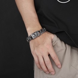 Retro-Mode Schwarz Chic Stil Wolf Kopf Titan Armband Für Männer
