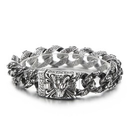 Retro-Mode Schwarz Chic Stil Wolf Kopf Titan Armband Für Männer