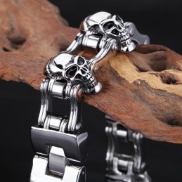Schickes Totenkopf-Titan-Herren-Bikerarmband