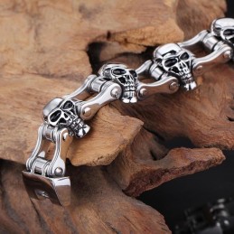 Schickes Totenkopf-Titan-Herren-Bikerarmband