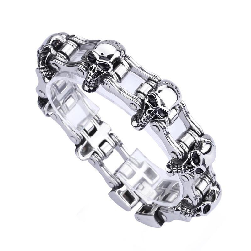 Schickes Totenkopf-Titan-Herren-Bikerarmband Schickes Totenkopf-Titan-Herren-Bikerarmband