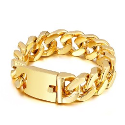Vergoldetes Herrenarmband Mit Dickem Titaneinsatz Und Hip-Hop-Stil