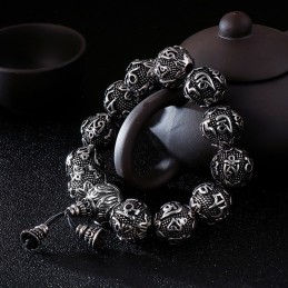 Herren Titan Modeschmuck Sechs Worte Der Wahrheit Buddha Perlenarmband Titanarmband