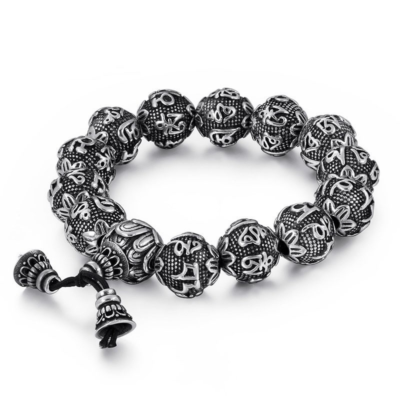 Herren Titan Modeschmuck Sechs Worte Der Wahrheit Buddha Perlenarmband Titanarmband Herren Titan Modeschmuck Sechs Worte Der Wahrheit Buddha Perlenarmband Titanarmband