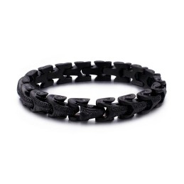 Schwarzes Herren-Titanarmband Mit Drachenschuppenmuster
