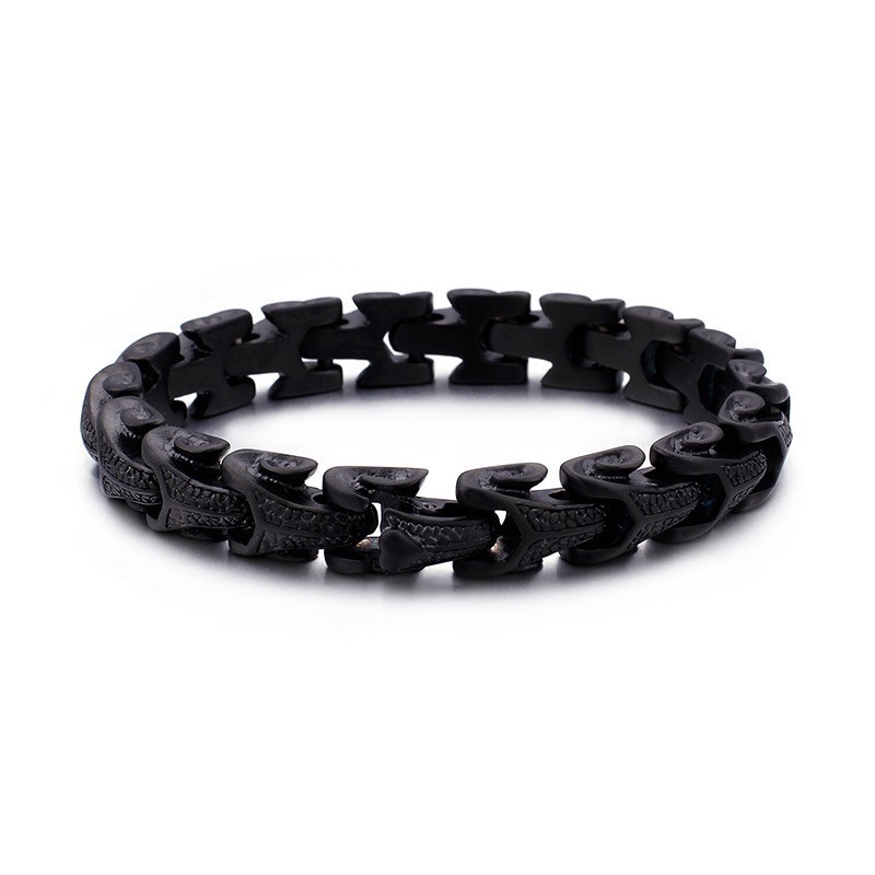 Schwarzes Herren-Titanarmband Mit Drachenschuppenmuster Schwarzes Herren-Titanarmband Mit Drachenschuppenmuster