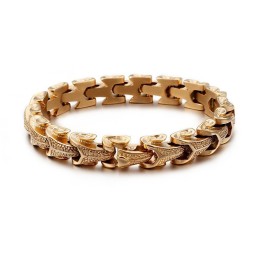 Titan Modeschmuck Drachenschuppenmuster Cooles Männerarmband Vintage Versilbertes Kielarmband